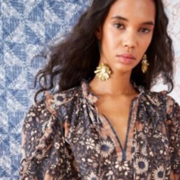 Ulla Johnson Sunflower SCOOP
Neck Popover Peasant Top in Twilight Blue Size 2 - Picture 1 of 6